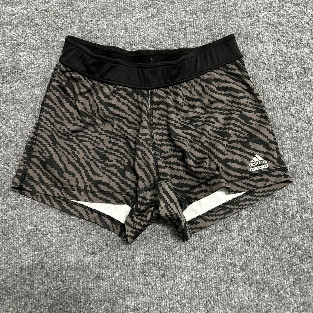 Adidas Shorts Womens Size M Gray Techfit Compression Chevron Athletic Gym
